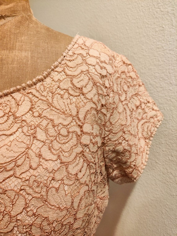 Vintage Peach Lace Dress - 1950s - image 6