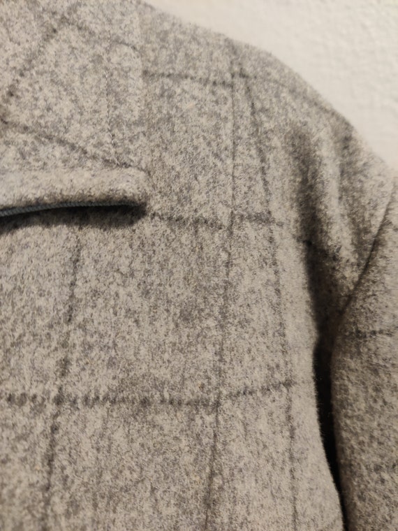 Grey Plaid Wool Coat - 1950s 1960s - image 3