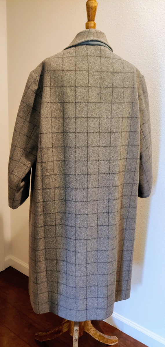 Grey Plaid Wool Coat - 1950s 1960s - image 4