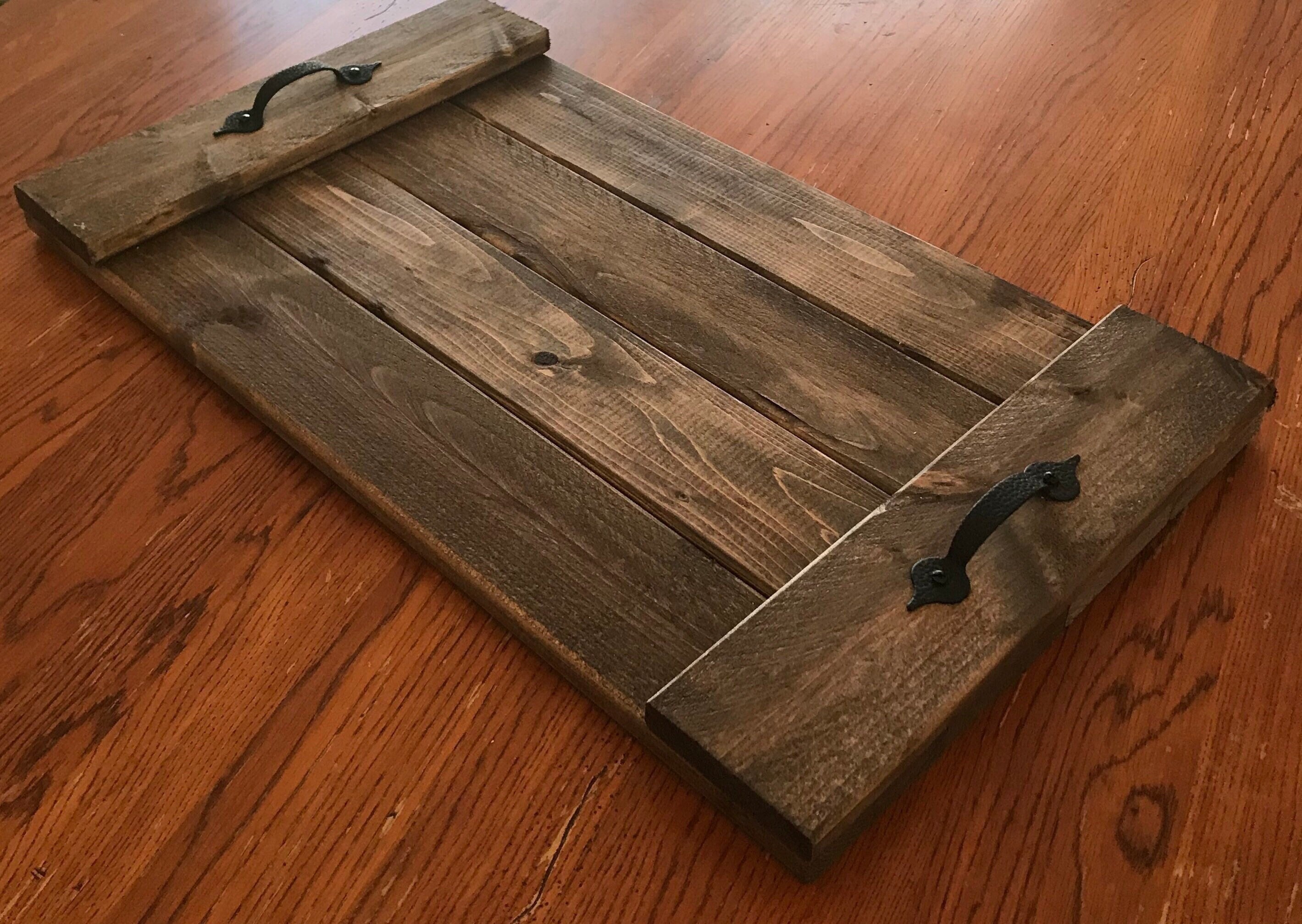 Rectangular Wooden Serving Tray Wooden Rustic Repurposed Etsy