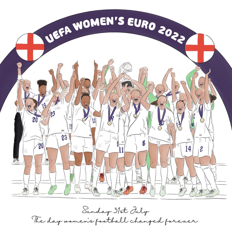 England Womens Football Team Print Lionesses Print Euro Etsy UK