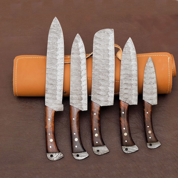 Handmade Damascus Chef Knife Set 5 Pcs,damascus Chef Set,hand