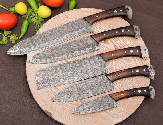 Handmade Damascus Chef Knife Set 5 Pcs,damascus Chef Set,hand