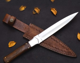 Handmade D2 Steel Double Edge Blade Knife With  Sheath