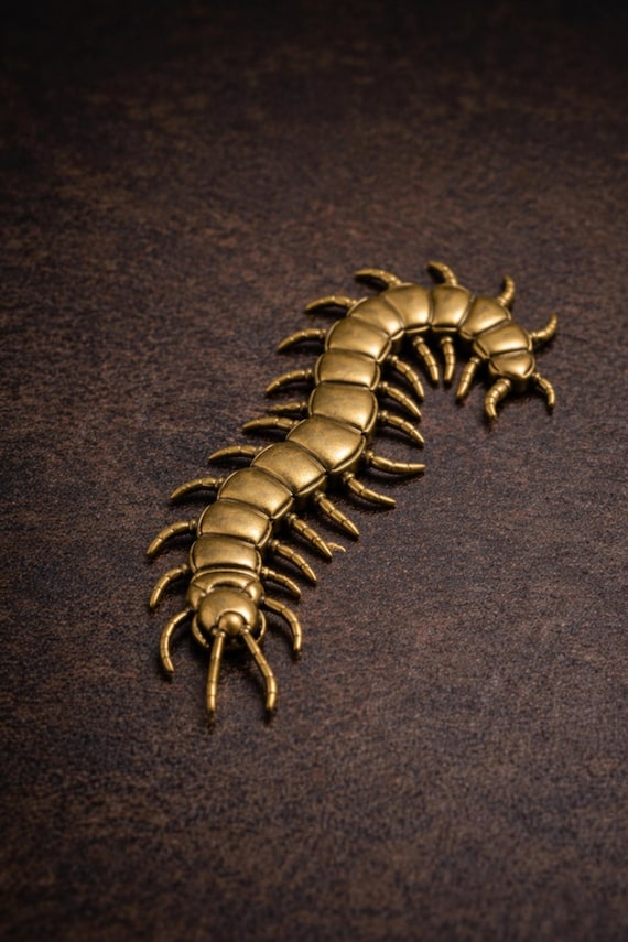 Articulated Brass Centipede Figurine – Vintage Desk Ornament