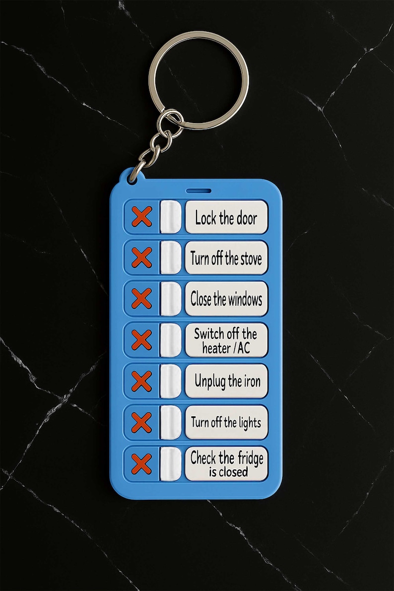 Memory Aid Checklist Keychain – Visual Reminder for Seniors, OCD, or ...