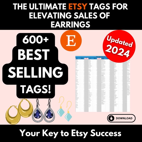 The Ultimate Earrings Tags & Keywords Collection. 600+ SEO Keywords for Instant Download - Optimize Listings, Boost Visibility, Drive Sales