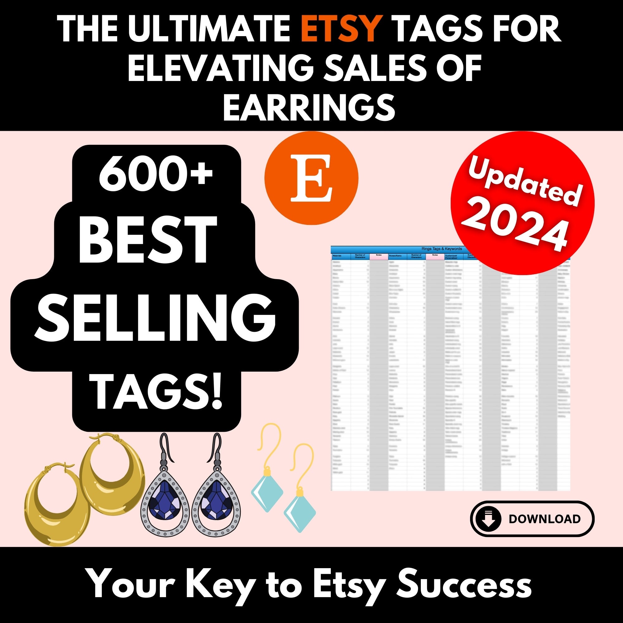 Etsy tags for sale earrings