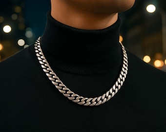 Thick Cuban Chain Necklace for Men – Stainless Steel 7mm 9mm 15mm