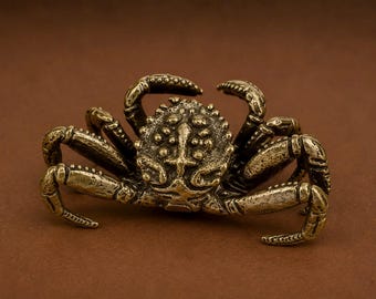Figura de cangrejo araña de latón, estatua detallada de vida marina, adorno náutico para escritorio, decoración vintage de latón.