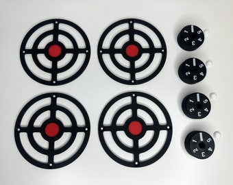 Mud Kitchen Cooker Rings and Knobs in Black/Red/White - Mud Kitchen accessories - Outdoors Play - Room Décor - Nursey Idea