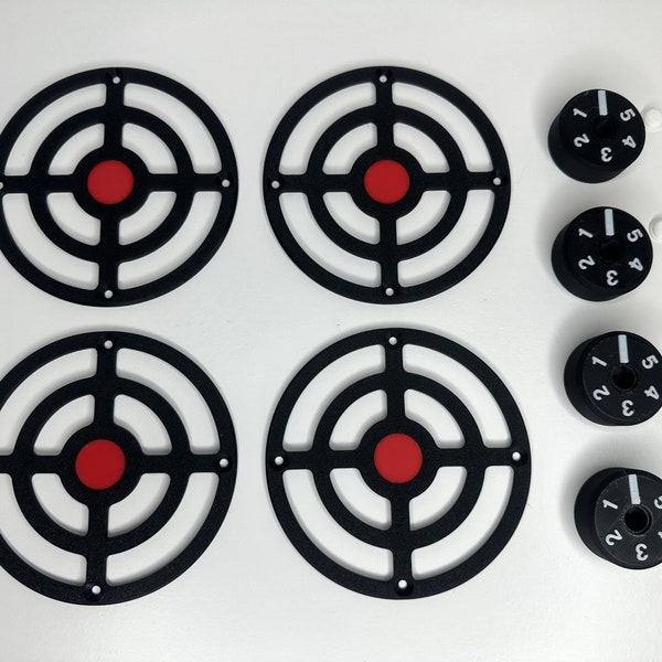 Mud Kitchen Cooker Rings and Knobs in Black/Red/White - Mud Kitchen accessories - Outdoors Play - Room Décor - Nursey Idea