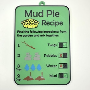 Mud Pie Recipe Plaque: Outdoor Play Kitchen Decor