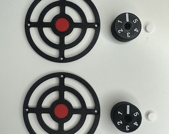 Mud Kitchen Cooker Rings and Knobs in Black/Red/White - Set of 2 - Mud Kitchen accessories - Outdoors Play - Room Décor - Nursey Idea