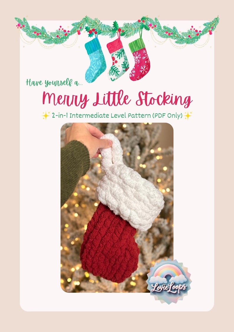 Merry Little Stocking - 2-in-1 Christmas Stocking Pattern L Finger ...