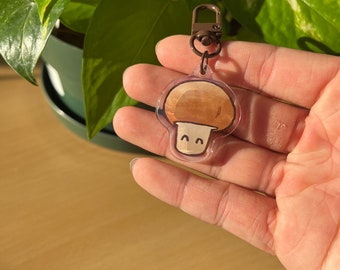 Baby Bella Mushroom Double Sided 1.5in Acrylic Keychain Charm!