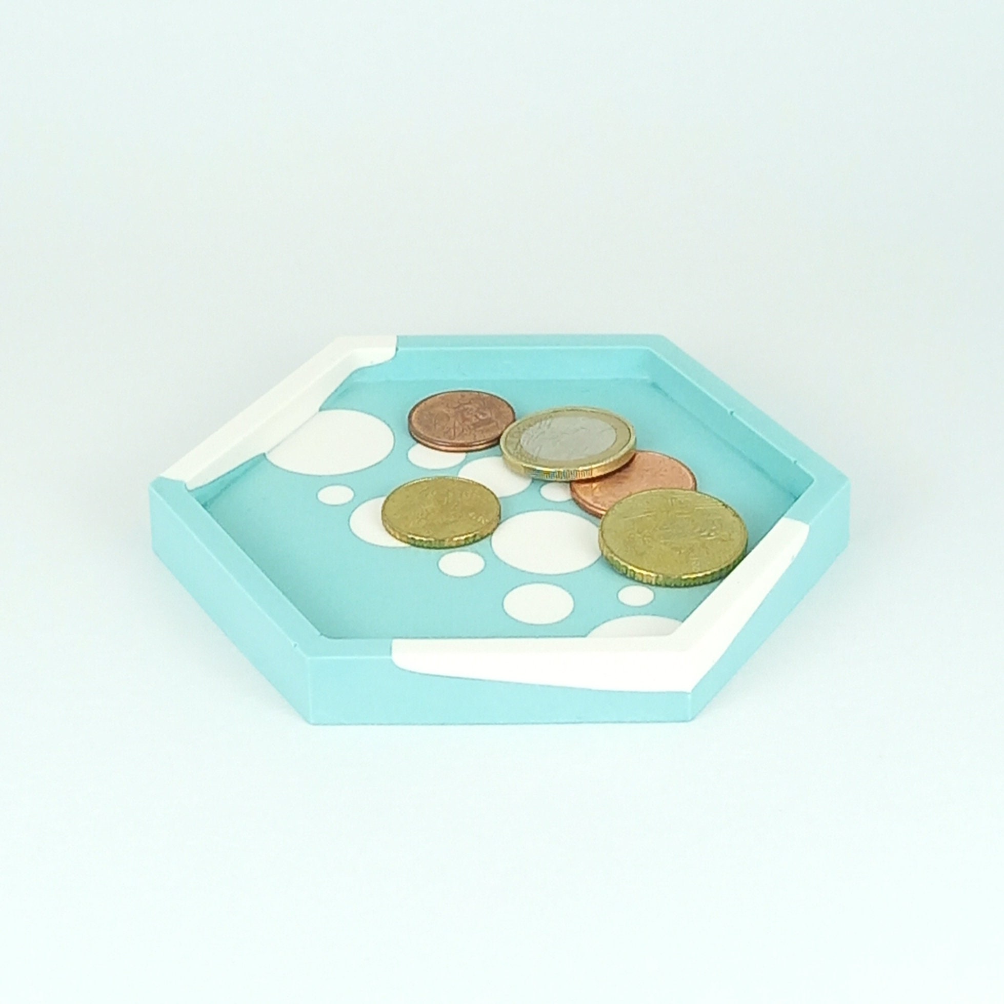 Vide-Poche Bubble | Coupelle Hexagonale avec Des Bulles Blanches Artélic