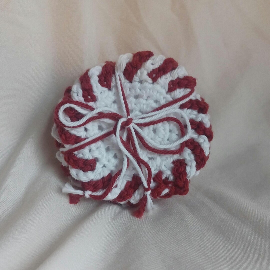 Crochet Peppermint Coaster Set - Etsy
