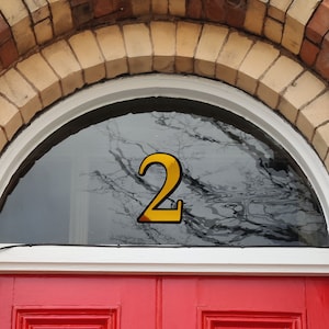 Gold Leaf Style Transom Fanlight Window Bespoke Hand made , Decor Mid Century Modern Personalised Custom Number, External Sticker Gift