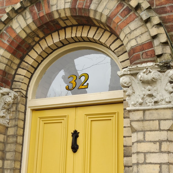 Gold Leaf Effect Victorian House Number, Transom Window Vinyl Sticker