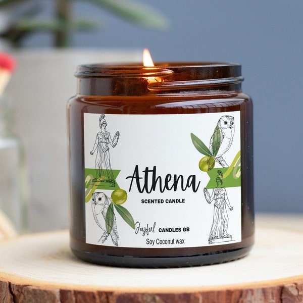 Bookish candles, Fandom candles, Athena Greek mythology candle