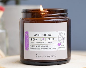 Book Candles | The Anti-Social Book Club | Gift For Book Lover | Female Book Club | Bookish Candle |  Booktok merch| Homemade candles