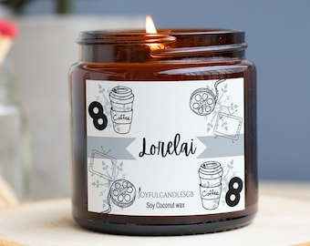 Bougie parfumée Light Academia Coffee | Bougie Fandom livresque | Soja, Végétalien, Sans cruauté, fait main