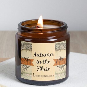 Handcrafted Autumn Candle: Hobbit's Shire Inspired, Pumpkin Spice Scent image 2