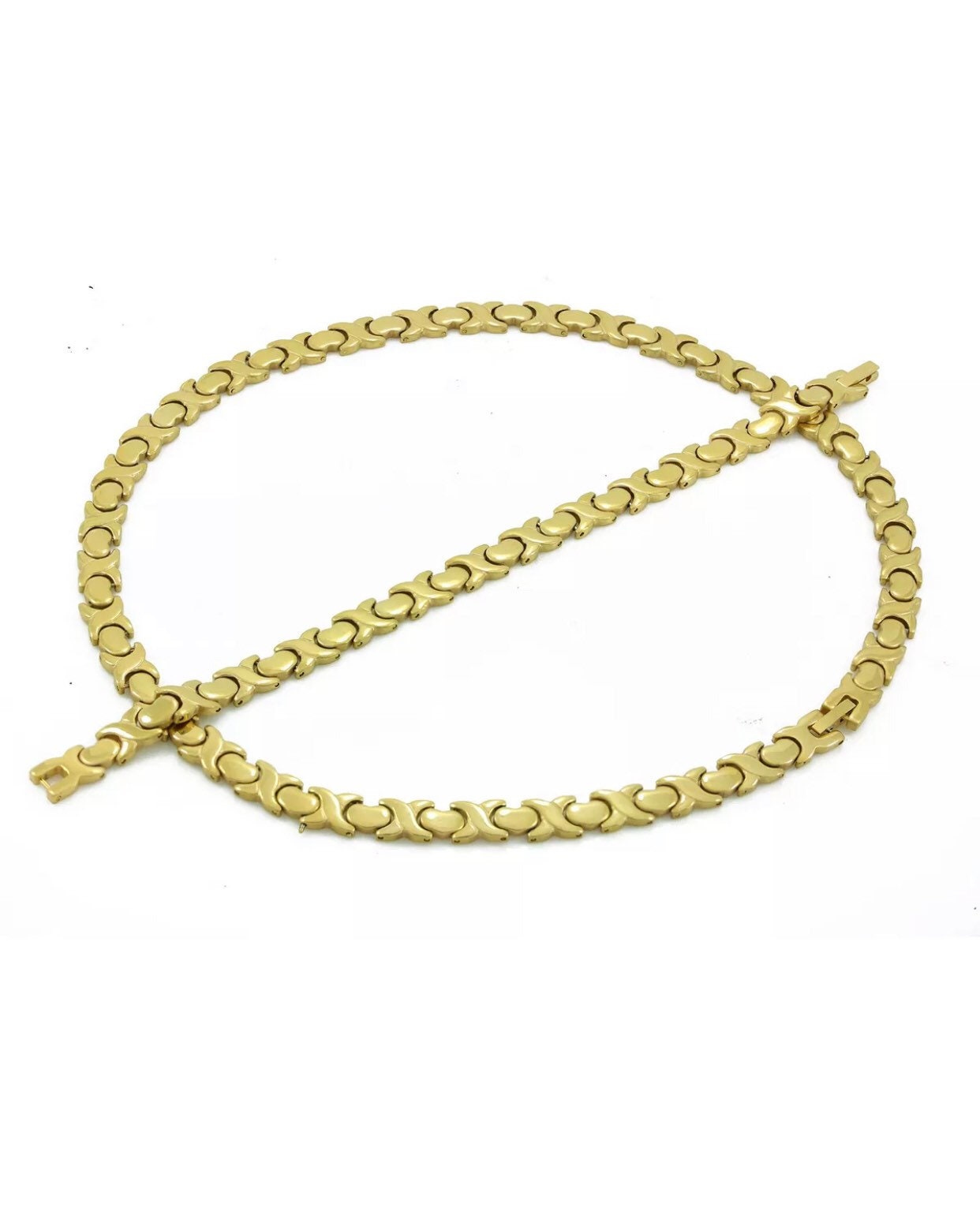 Hugs and Kisses Necklace Bracelet Earring Set Stampato Stainless Steel Gold Tone Hugs and Kisses Necklace Bracelet Earring Set Stampato Stainless Steel Gold Tone