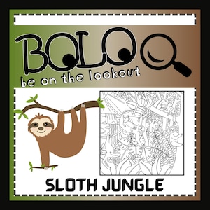 Sloth Jungle - BOLO - Be on the look out, Hidden Objects, Pictures, Coloring Page, Nature, Animals