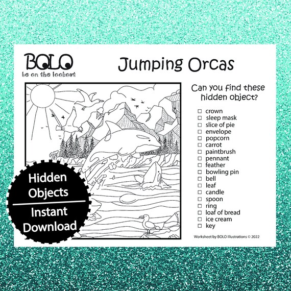 Jumping Orcas BOLO Be on the Look Out Hidden Objects - Etsy Jumping Orcas BOLO Be on the Look Out Hidden Objects - Etsy