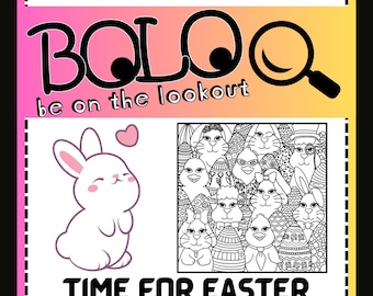 イースターのウサギ、ひよこ、卵 - BOLO - 探し物探し、隠しオブジェクト、写真、塗り絵、アクティビティ