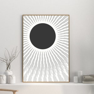 Sunburst Wall Art | Printable Sun Art | Zen Wall Art | Minimal Sun Wall Art | Minimalist Wall Art