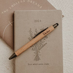 Bamboo ballpoint pen engraved with name image 1