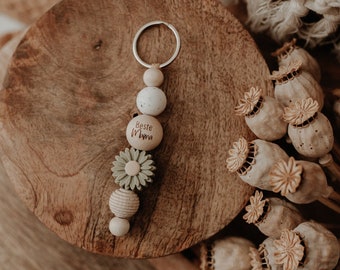 Schlüsselanhänger Name personalisiert Taschenanhänger mit Blume