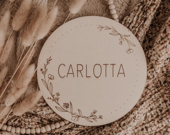 Nameplate doorplate personalized wooden disc with name