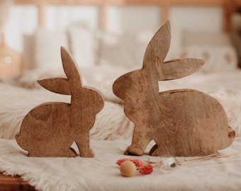 Easter bunny decoration made of mango wood