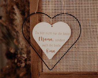 Gift idea for Mother's Day I metal heart personalized with wooden heart