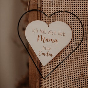Gift idea for Mother's Day I metal heart personalized with wooden heart