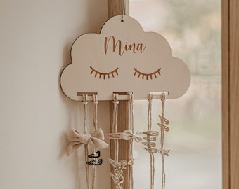 Barrette storage cloud wood with name