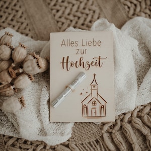 Regalo de dinero de tarjeta de madera para la boda.