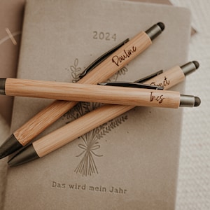 Kugelschreiber Bambus mit Name graviert Bild 4