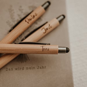 Bamboo ballpoint pen engraved with name image 2