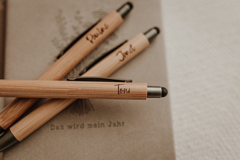 Kugelschreiber Bambus mit Name graviert Bild 2
