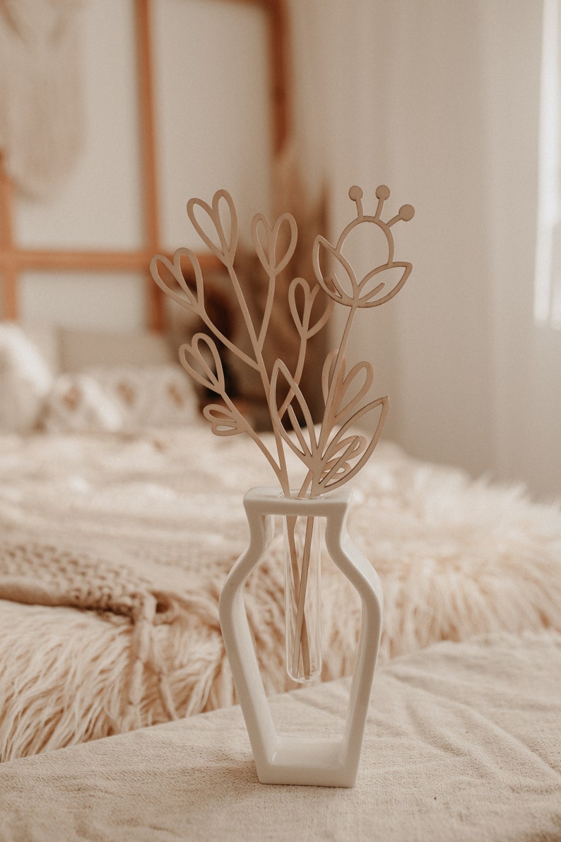 Holzblumen in Vase I Wildblumen aus Holz I Geschenkidee zum Geburtstag Bild 4