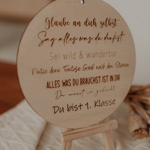 Geschenkidee zum Schulanfang Holzschild mit Affirmationen Bild 3