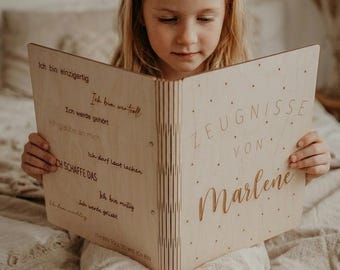Personalized wooden report card folder | Back-to-school gift | First day of school | Report card binder with name