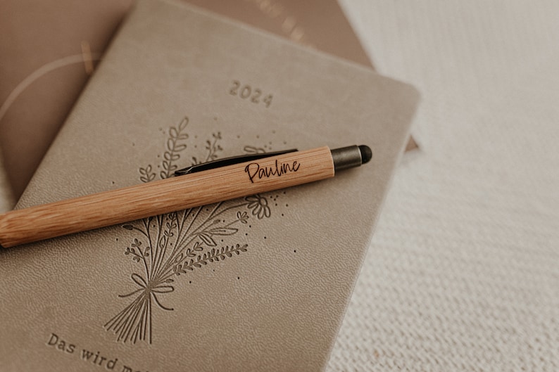 Bamboo ballpoint pen engraved with name image 6