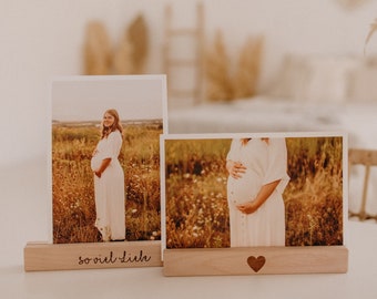 Card holder wood 22 cm photo holder personalized engraving