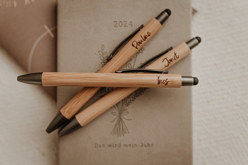 Bamboo ballpoint pen engraved with name image 5